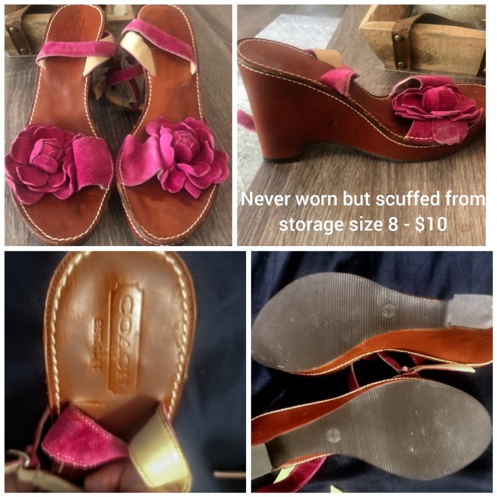 Pink coach wedges